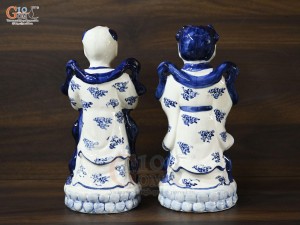 Bộ tượng tiên đồng ngọc nữ men trắng, cao 30cm
