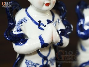 Bộ tượng tiên đồng ngọc nữ men trắng, cao 30cm
