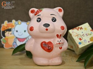 Búp bê tiết kiệm dâu tây màu hồng, cao 18cm