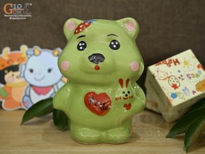 Búp bê tiết kiệm dâu tây màu xanh, cao 18cm