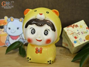 Búp bê tiết kiệm màu vàng ngộ nghĩnh, cao 17cm