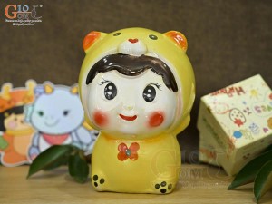 Búp bê tiết kiệm màu vàng ngộ nghĩnh, cao 17cm