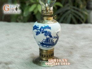 Đèn dầu men rong cổ dáng Lê thấp