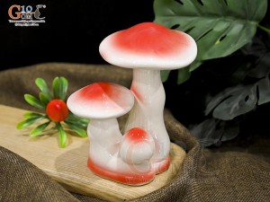 Cây nấm gốm decor màu cam, cao 15cm