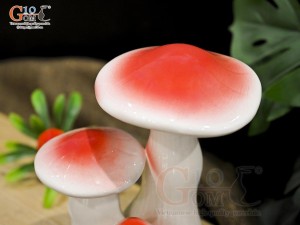 Cây nấm gốm decor màu cam, cao 15cm