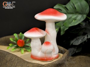 Cây nấm gốm decor màu cam, cao 7cm