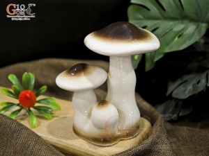 Cây nấm gốm decor màu nâu, cao 15cm