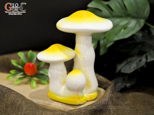 Cây nấm gốm decor màu vàng, cao 15cm