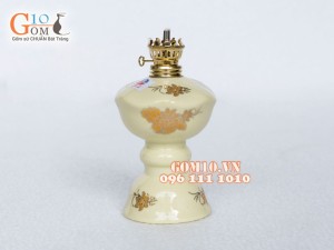Đèn dầu họa tiết sen vàng kim, cao 14cm ( 1 chiếc )