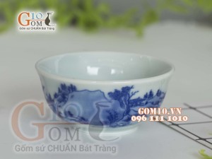 Bát cơm men lam vẽ sơn thủy