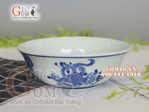 Bát tô loe men cổ vẽ Phượng hóa, đường kính 17,5cm