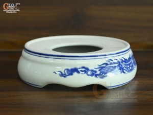 Chân kê bát hương Long Trấn men lam vẽ Rồng, đường kính 12cm