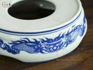 Chân kê bát hương Long Trấn men lam vẽ Rồng, đường kính 12cm