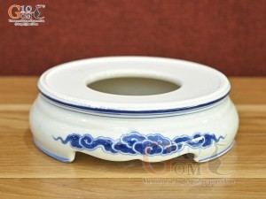 Chân kê bát hương men lam cổ vẽ Rồng Đại Phát, đường kính 14cm