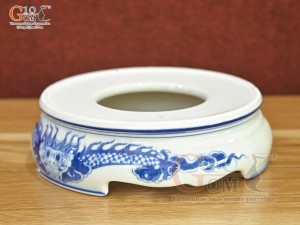 Chân kê bát hương men lam cổ vẽ Rồng Đại Phát, đường kính 14cm