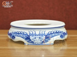 Chân kê bát hương men lam cổ vẽ Rồng Đại Phát, đường kính 16cm