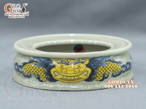 Chân kê bát hương men rạn Phúc Lộc Thọ, đường kính 22cm