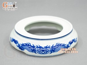 Chân kê bát hương Long Trấn men lam vẽ Rồng, đường kính 12cm