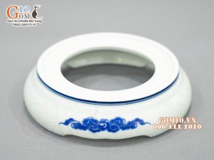 Chân kê bát hương Long Trấn men lam vẽ Rồng, đường kính 12cm