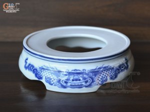 Chân kê bát hương Như Ý men lam cổ vẽ Rồng, đường kính 22cm