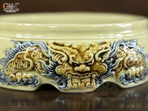 Chân kê bát hương Rồng Như Ý men hoàng tộc, đường kính 20cm