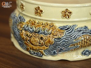 Chân kê đỉnh S2 men hoảng thổ, cao 11cm