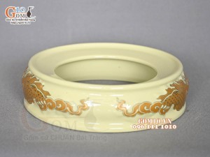 Chân kê sứ họa tiết Rồng Vàng kim, đường kính 18cm