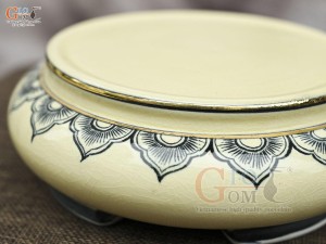Chân kê sứ men cổ vẽ vàng 24k, đường kính 25cm