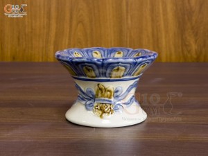 Chân nến men hoàng tộc đắp nổi Sen, đường kính 10cm