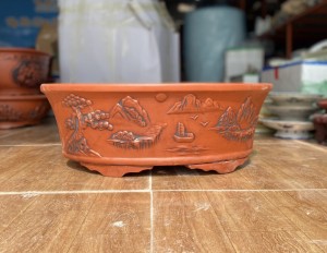 Chậu ba đắp nổi sơn thủy