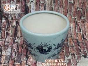 Chậu cây dáng đứng họa tiết rồng, đường kính 27cm