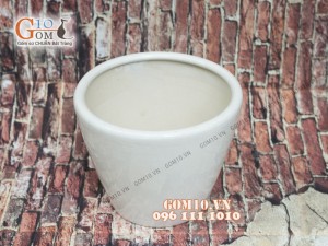 Chậu cây dáng đứng trắng, đường kính 22cm