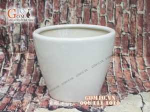 Chậu cây dáng đứng trắng, đường kính 22cm