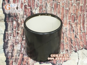 Chậu cây dáng ống màu đen, đường kính 30cm