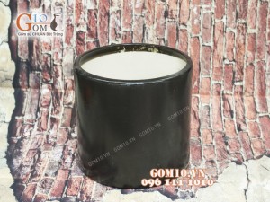 Chậu cây dáng ống màu đen, đường kính 34cm