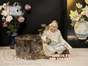 Chậu tượng trồng cây dáng Khổng Tử đọc sách, cao 23