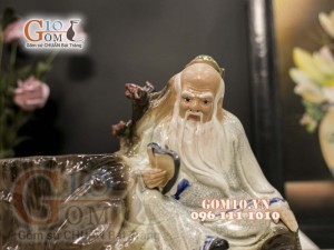 Chậu tượng trồng cây dáng Khổng Tử đọc sách, cao 23