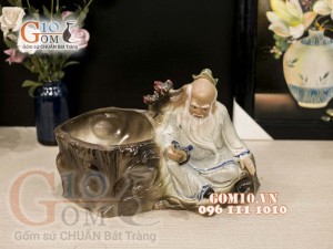 Chậu tượng trồng cây dáng Khổng Tử đọc sách, cao 23