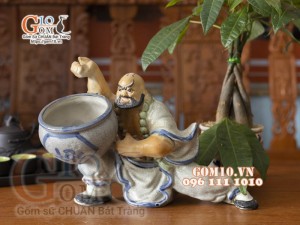 Chậu tượng trồng cây dáng Lỗ Trí Thâm Lộc, cao 24cm