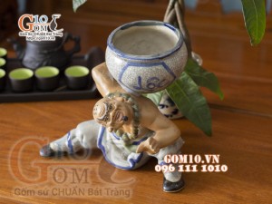 Chậu tượng trồng cây dáng Lỗ Trí Thâm nâng vò Lộc, cao 30cm