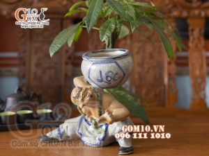 Chậu tượng trồng cây dáng Lỗ Trí Thâm nâng vò Lộc, cao 30cm