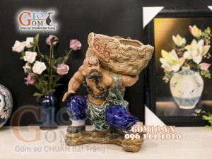 Chậu tượng trồng cây dáng Lỗ Trí Thâm Tài Lộc, cao 33cm