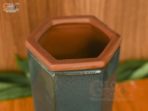 Chậu cây lục giác men hỏa biến, cao 19cm