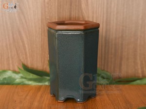 Chậu cây lục giác men hỏa biến, cao 19cm
