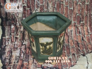 Chậu cây miệng lục giác cao, cạnh 33cm