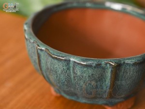 Chậu cây mini men hỏa biến miệng lượn, đường kính 14cm