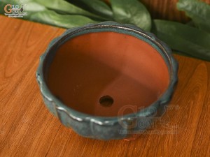 Chậu cây mini men hỏa biến miệng lượn, đường kính 14cm