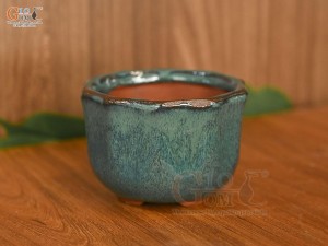 Chậu cây mini men hỏa biến miệng lượn, đường kính 8cm