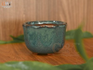 Chậu cây mini men hỏa biến miệng lượn, đường kính 8cm