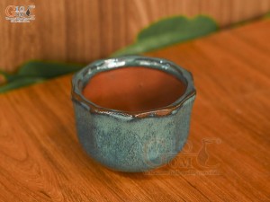 Chậu cây mini men hỏa biến miệng lượn, đường kính 8cm